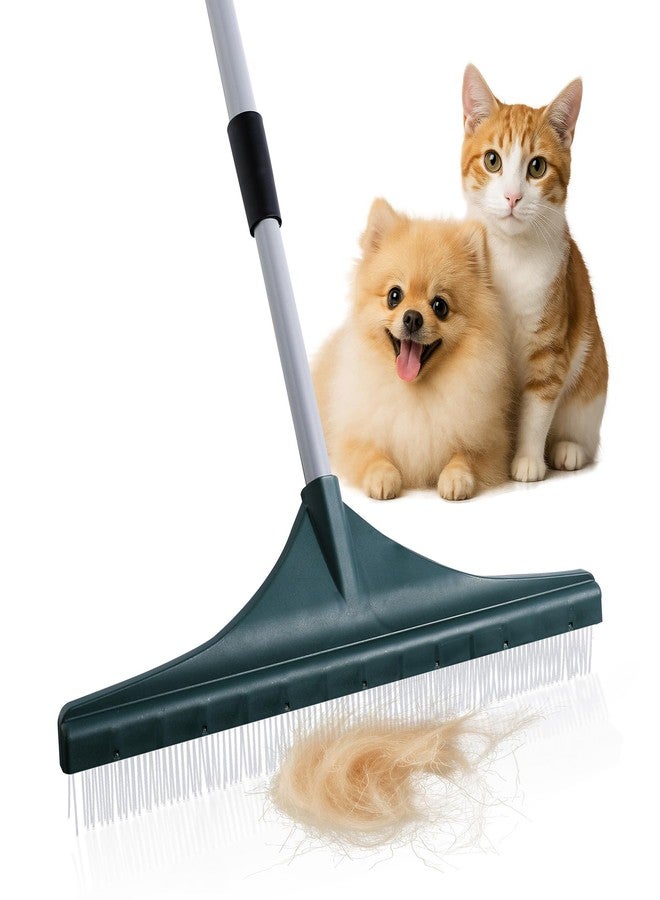 Yocada Carpet Rake for Pet Hair Removal Reusable Pet Hair Remover Telescopic Carpet Scraper Sweeper Cat Dog Hair Remover Rake Brush for Rugs Mats 56.69" - Image 1